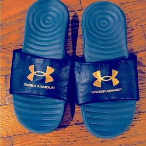 Under Armour Blue and silver Slide Sandals for Casual Comfort